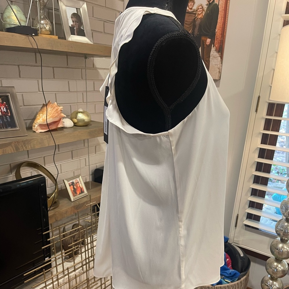 NWT Halston Heritage Ivory Silk Blend with Ruffled Back Tank, medium - Picture 8 of 11